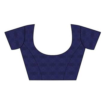Navy blue printed art silk saree with blouse 5