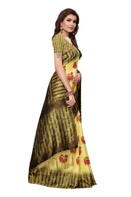 Lemon printed art silk saree with blouse 3