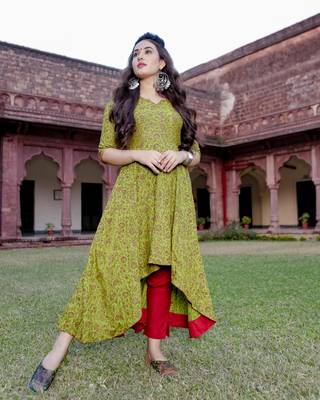 Fern Handblock Kurta Set 4
