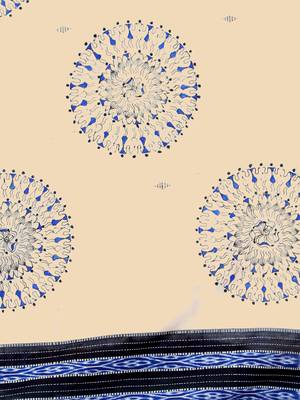 Beige hand print dupion silk dupattas 3