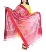 Pink hand print art silk dupattas