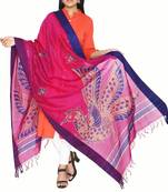 Purple hand print art silk dupattas