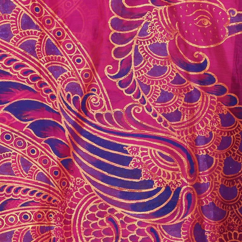 Purple hand print art silk dupattas