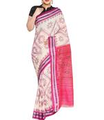 beige hand woven cotton saree