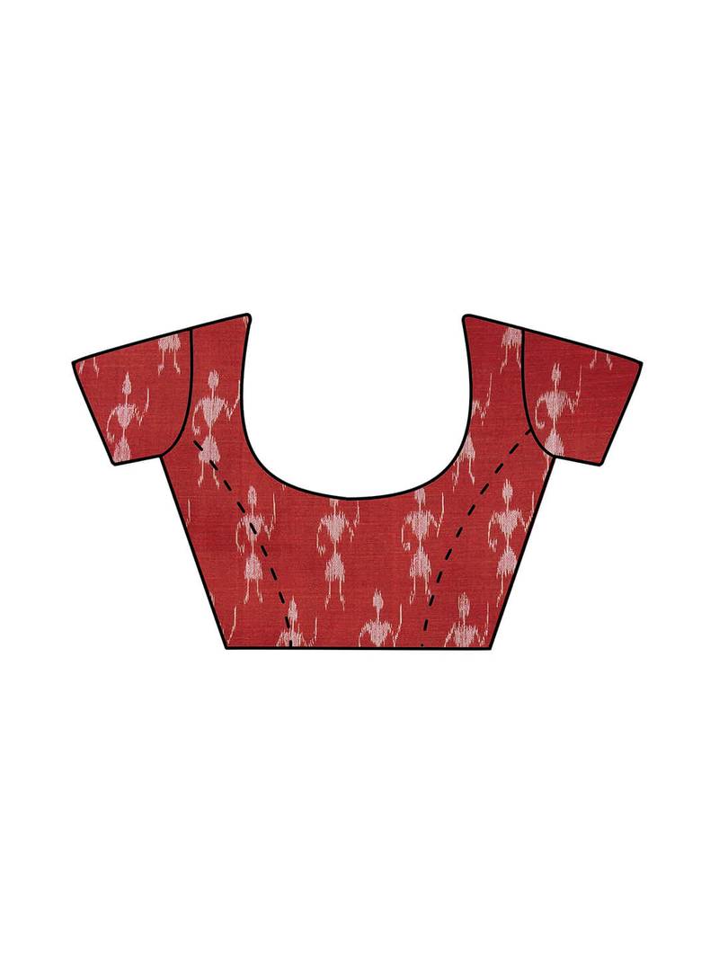 red hand woven cotton saree with blouse