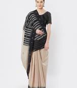 beige hand woven cotton saree