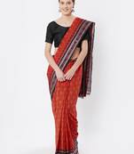 orange hand woven cotton saree