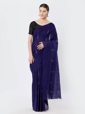 purple hand woven cotton saree 2