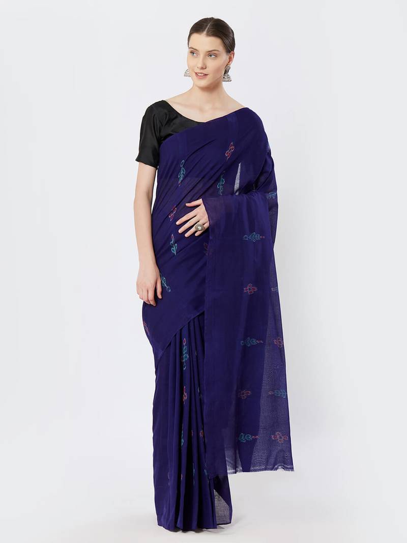 purple hand woven cotton saree