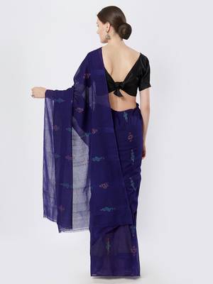 purple hand woven cotton saree 3