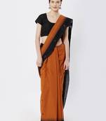 brown hand woven cotton saree