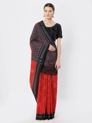 red hand woven cotton saree 1