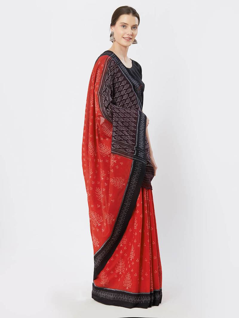 red hand woven cotton saree