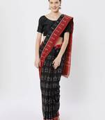 black hand woven cotton saree