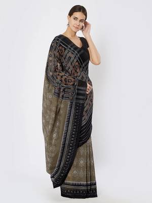 grey hand woven cotton saree 2