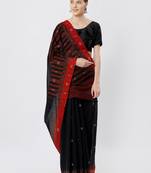 black hand woven cotton saree