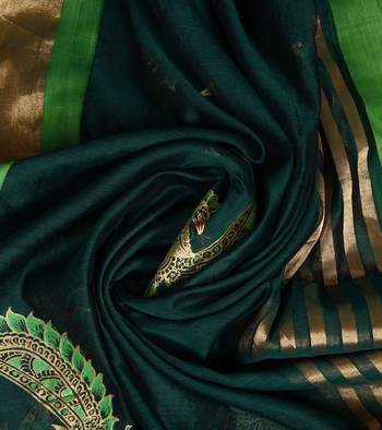Green hand print art silk dupattas 3