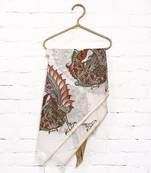 Beige hand print art silk dupattas
