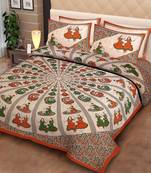 Rudra Jaipuri Prints 100% Cotton Comfort  Double Bedsheets with 2 Pillow Cover