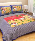 Rudra Jaipuri Prints 100% Cotton Comfort  Double Bedsheets with 2 Pillow Cover