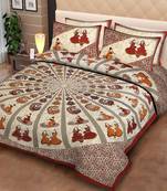 Rudra Jaipuri Prints 100% Cotton Comfort  Double Bedsheets with 2 Pillow Cover