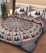Rudra Jaipuri Prints 100% Cotton Comfort  Double Bedsheets with 2 Pillow Cover