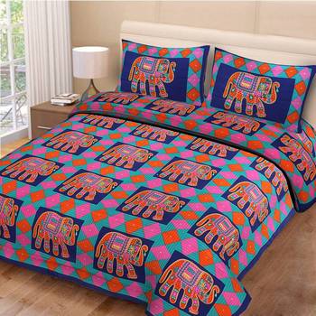 Rudra Jaipuri Prints 100% Cotton Comfort  Double Bedsheets with 2 Pillow Cover 1