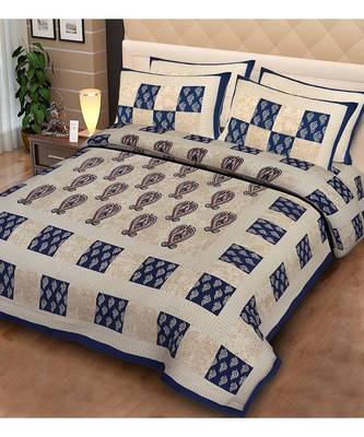 Rudra Jaipuri Prints 100% Cotton Comfort  Double Bedsheets with 2 Pillow Cover 1