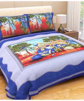 Rudra Jaipuri Prints 100% Cotton Comfort  Double Bedsheets with 2 Pillow Cover 1