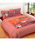 Rudra Jaipuri Prints 100% Cotton Comfort  Double Bedsheets with 2 Pillow Cover