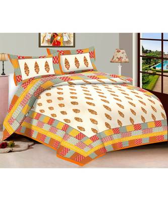 Rudra Jaipuri Prints 100% Cotton Comfort  Double Bedsheets with 2 Pillow Cover 1