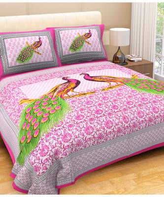 Rudra Jaipuri Prints 100% Cotton Comfort  Double Bedsheets with 2 Pillow Cover 1