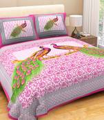 Rudra Jaipuri Prints 100% Cotton Comfort  Double Bedsheets with 2 Pillow Cover