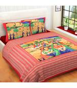Rudra Jaipuri Prints 100% Cotton Comfort  Double Bedsheets with 2 Pillow Cover