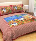 Rudra Jaipuri Prints 100% Cotton Comfort  Double Bedsheets with 2 Pillow Cover
