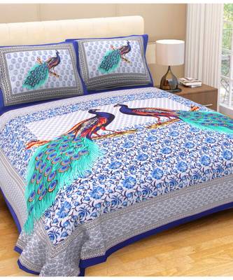 Rudra Jaipuri Prints 100% Cotton Comfort  Double Bedsheets with 2 Pillow Cover 1