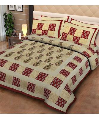 Rudra Jaipuri Prints 100% Cotton Comfort  Double Bedsheets with 2 Pillow Cover 1