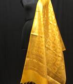 Yellow woven Katan Silk dupattas