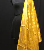 Yellow woven katan Silk dupattas