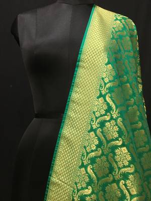 Green woven katan Silk dupattas 2