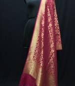 Magenta woven katan Silk dupattas