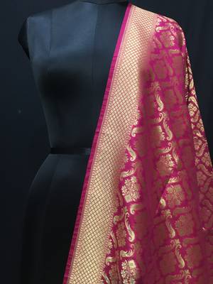Magenta woven katan Silk dupattas 2