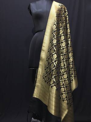 Black woven katan Silk dupattas 1