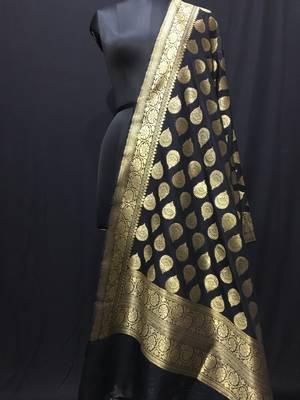 Black woven katan Silk dupattas 1