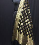Black woven katan Silk dupattas