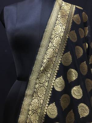 Black woven katan Silk dupattas 2