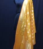 Yellow woven katan Silk dupattas