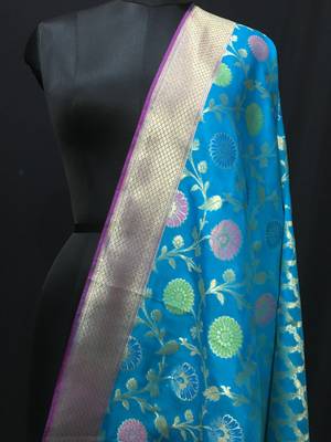 multicolor woven katan Silk dupattas 2