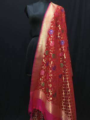 multicolor woven katan Silk dupattas 1
