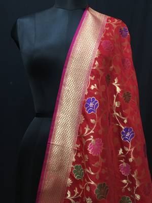 multicolor woven katan Silk dupattas 2